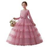 Princess Dress Dress Long Sleeve Lace Mesh Dress Bow Dress