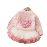 1-6T Kid Baby Girls Princess Tutu Autumn Winter Suits 2 Pcs Set