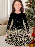 New Christmas Girls Christmas Theme Printed Crew Neck Dress