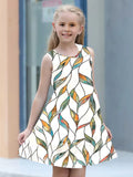 Sleeveless Crew Neck Vest Dress Fashion 3d Print Kids Girl