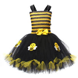 Animal Striped Bee Dress Set Girls Mesh Dress Halloween