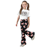 American Independence Day Kid Girl Flared Short Sleeve 2 Pcs Set