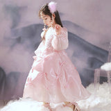 Kid Baby Girl Pink Yarn Princess Flower Wedding Piano Performance Dresses