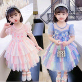 Kid Girls Summer Princess Fluffy Yarn Dresses