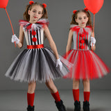 Halloween Children's Striped Clown Costume Cosplay Girl Tutu Horror