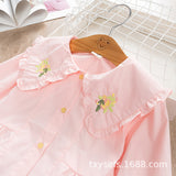 Baby Girl Flower Doll Collar Long Sleeve Shirts