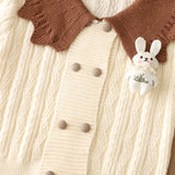 1-6T Kid Baby Girls Knitted Lapel Cardigan Cartoon Suits 2 Pcs Set