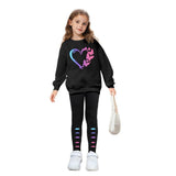 INS Girls 2-piece Set & Love Butterfly Print Long Sleeve Sweater Tights Outdoor Leisure Sports
