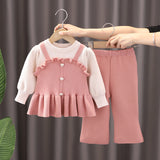 1-6T Kid Baby Girls Knit Long Sleeve Suits 2 Pcs Set