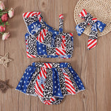 Kid Baby Girl Summer Swimsuit Ruffle Leaf Split Ins Swimwear 3 Pcs/set