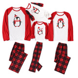 Family Matching Checked Penguin Printed Christmas Pajamas