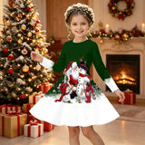 3-12Y Kid Girl Christmas Autumn Winter Long Sleeve 3D Printing Dresses