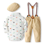 0-24M Infant Baby Boy Spring Long Sleeve Overalls 4 Pcs Set
