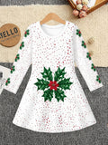 3-12Y Kid Girl Christmas Autumn Long-sleeved 3D Printing Dresses