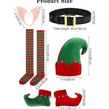 2-12T Kid Boy Girl Christmas Elf Velvet Cosplay Suit 6 Pcs Set