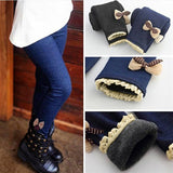 2-10T Kid Girls Velvet Imitation Denim Leggings Pants