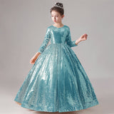 Girls Dress Dress Sequined Beads Glitter Nine-quarter Sleeve Older Children's Dress