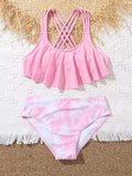 Family Matching Sexy Parent-child Print high-waisted Split Bikini Swimsuit