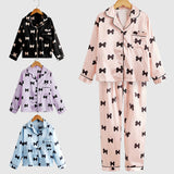 5-12Y Kid Girl Autumn Faux Silk Long-sleeve  Loungewear Pajamas