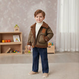 1-8T Kid Baby Boy Rantuo Fleece Leather Jacket Coats Top