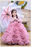 Kid Baby Girls Catwalk Princess Flower Appliqué Cake Dresses