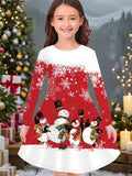 3-10T Kid Girl Flower Long Sleeve Crew Neck Spring Autumn Dresses