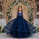 Kid Girl Long Princess Flower Mesh Dresses