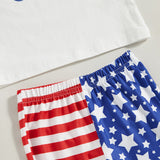 Independence Day Kid Baby Girl American Flag Flared Party 2 Pcs Set