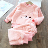 Kid Baby Boy Girl Pajamas Winter Double-sided Velvet Flannel Home Wear