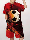 2-12T Kid Baby Boy Summer Sports Set Football 3D Printed Quick-drying 2 Pcs Set