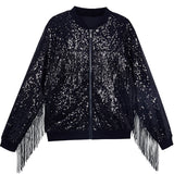1-14T Kid Baby Girls Fringed Sequined Multi-color Long-sleeved Temperament Coat Jacket