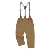 0-24M Boy Baby Retro Gentleman Long Sleeve Overalls Banquet Suit 3 Pcs Set