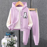 New Children's Long-sleeved Hooded Contrasting Color A-shaped Chapter Suit