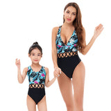 Parent-child swimsuit women's print one-piece bikini sexy family mother and daughter swimsuit