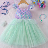 1-6Y Kid Baby Girls Fly Sleeve Mesh Sweet Sequins Princess Dresses