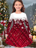 2-10T Kid Girl Christmas Long Sleeve Fashion Casual 3D Print Dresses