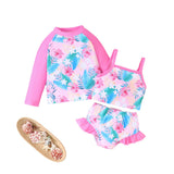 Kid Girls Swimming Suit Split Suspender Swimsuit 2 Pcs Set