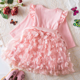 Kid Baby Girls Long Sleeve Korean Princess Birthday Dresses