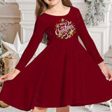 Princess Dress Girls Skirt New Swing Dress Christmas Long Sleeve Crew Neck Skirt
