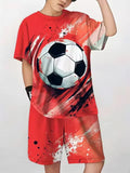 2-12T Kid Baby Boy Summer Sports Set Football 3D Printed Quick-drying 2 Pcs Set