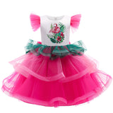 Kid Girls Summer Flamingo Cake Sleeveless Gauze Dresses