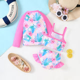 Kid Girls Swimming Suit Split Suspender Swimsuit 2 Pcs Set
