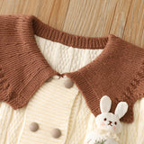 1-6T Kid Baby Girls Knitted Lapel Cardigan Cartoon Suits 2 Pcs Set