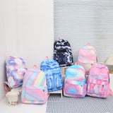 Kid Backpack Starry Sky Graffiti Print Primary School Bag Three-piece