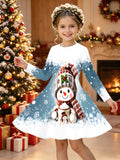 3-12Y Girls Long Sleeve 3D Printed New Year Dress