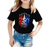 Kid Boy Girl USA Independence Day Fashion Short Sleeve T-Shirt Summer Top