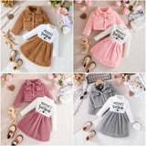 Kid Girl Lapel Fashion Letter Pattern Printed Suits 2 Pcs Sets