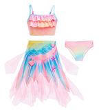 2-10T Kid Girl Mermaid Swimsuit Princess Beach Bikini 3 Pcs/set