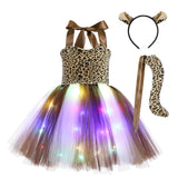 1-10T Kid Baby Girl Animal Glowing Princess Halloween Mesh Dresses