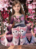 Girls Dress Romantic Color Playful Cartoon Cute Girls Dress